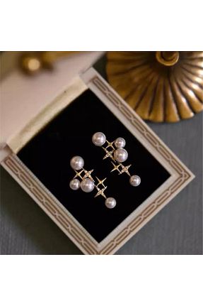 گوشواره جواهر طلائی مروارید Pelin Aksesuar - کد 274459643
