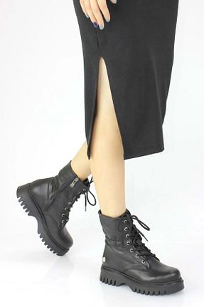 بوت / نیم بوت مشکی زنانه چرم خالص Mammamia - کد 856489374