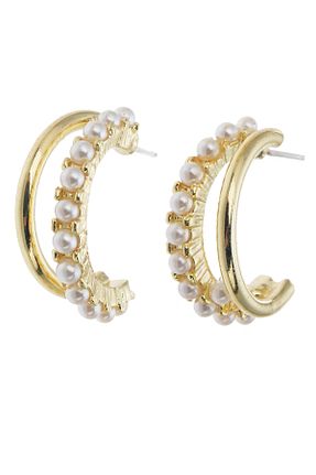 گوشواره جواهر طلائی مروارید Pelin Aksesuar - کد 45554862