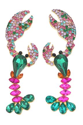 گوشواره جواهر زرشکی فلزی Pelin Aksesuar - کد 31802616