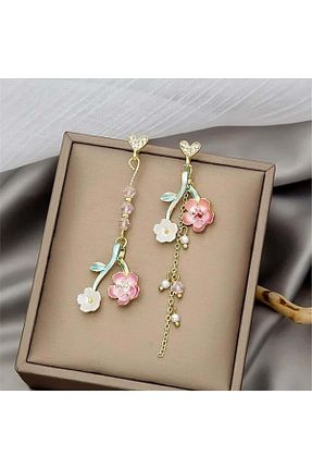 گوشواره جواهر صورتی Pelin Aksesuar - کد 833304005