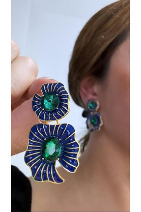 گوشواره جواهر سرمه ای میخ Pelin Aksesuar - کد 785350995