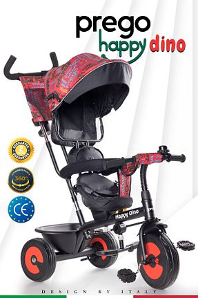 کالسکه 3 چرخ کودک قرمز Çift Yönlü Prego - کد 361798545