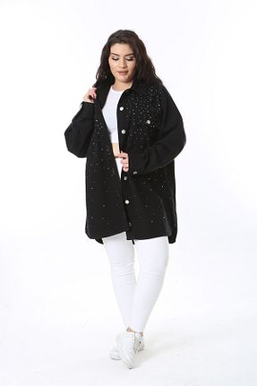 شلوار جین سایز بزرگ مشکی زنانه بلند Şans - کد 874885582