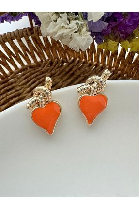 گوشواره جواهر نارنجی Pelin Aksesuar - کد 833079284