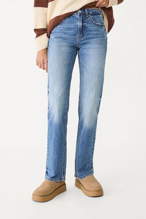 شلوار جین آبی زنانه پاچه لوله تفنگی Stradivarius - کد 890667801