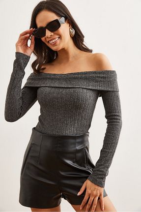 بلوز طوسی زنانه ساده Olalook - کد 890484550