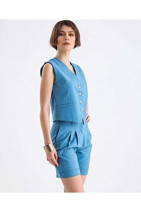 ست بالاتنه و پائین تنه آبی زنانه بافتنی NILO DESGIN - کد 835714954
