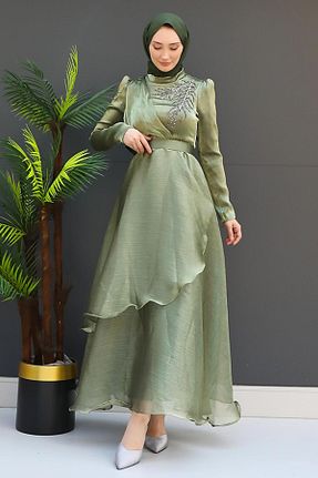 لباس مجلسی حجاب سبز زنانه یقه ماهیگیر giz astore - کد 848401993