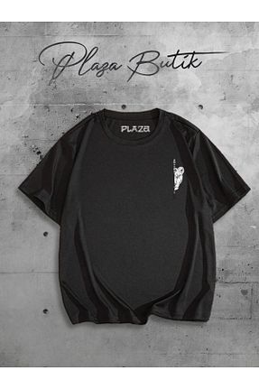 تیشرت سایز بزرگ مشکی زنانه اورسایز Plaza Butik - کد 891714455