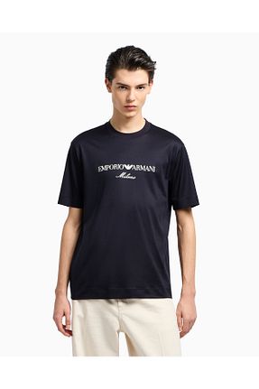 تیشرت سرمه ای مردانه رگولار Emporio Armani - کد 890720181