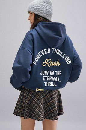 سوئیشرت سرمه ای زنانه چاپی Pull & Bear - کد 889939013