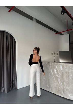 شلوار سفید زنانه پنبه ای COMBİNE MİCHAİL - کد 887725780