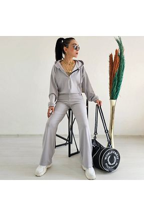 ست گرمکن طوسی زنانه پنبه ای 6 butik altı üstü butik - کد 924789823