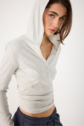بادی طوسی زنانه کلاه دار No Matter What - کد 890733552