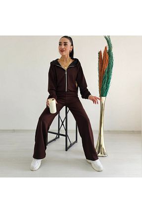 ست گرمکن قهوه ای زنانه پنبه ای 6 butik altı üstü butik - کد 924789564