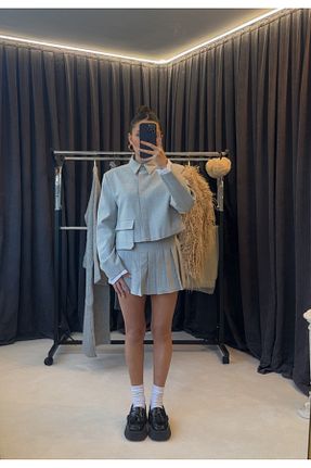 ست بالاتنه و پائین تنه طوسی زنانه Butik - کد 890757772
