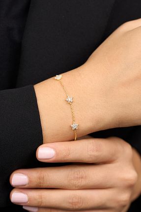 دستبند نقره طلائی زنانه 925 عیار Elika Silver - کد 890766606