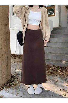 دامن قهوه ای زنانه پارچه CNG MODA - کد 890778459