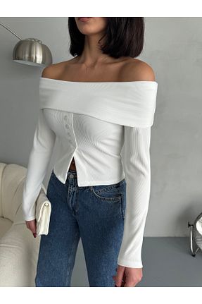 بلوز سفید زنانه ساده alanora - کد 890778240
