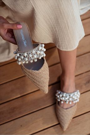 دمپائی قهوه ای زنانه حصیر NİŞANTAŞI SHOES - کد 86405639