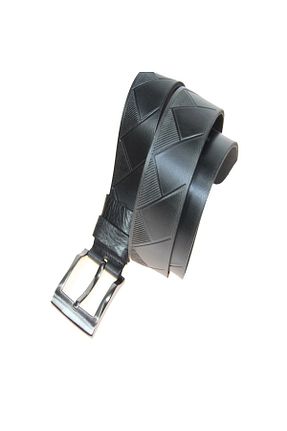 کمربند مشکی مردانه چرم خالص DERİMİNE - کد 890858060