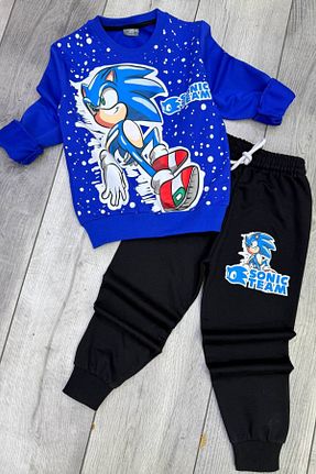 ست بالاتنه و پائین تنه آبی بچه گانه بافتنی Sonic - کد 891809226