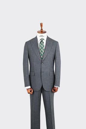 کت و شلوار سبز مردانه یقه پرستوئی Kadir Büyükkaya - کد 890895871
