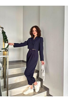 ست بالاتنه و پائین تنه سرمه ای زنانه مخلوط پلی استر Butik - کد 890902513