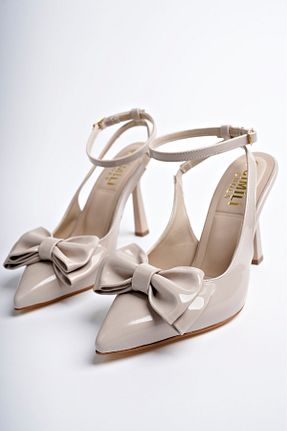کفش پاشنه بلند کلاسیک بژ زنانه چرم لاکی CİMİLİ SHOES - کد 890904867
