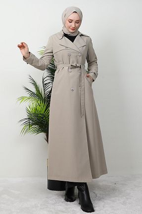 ترنچکت حجاب بژ زنانه پنبه ای GİZ AGİYİM - کد 890915385