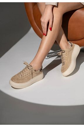 کفش اسنیکر بژ زنانه بند دار MyLina Shoes - کد 890951319