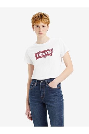 تیشرت سفید زنانه اسلیم فیت Levi