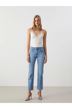 شلوار جین نارنجی زنانه پاچه ساده LC Waikiki - کد 891972147