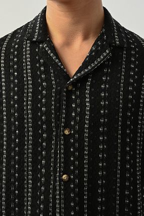 پیراهن مشکی مردانه اورسایز İLKCET MODA - کد 891050967