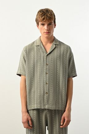 پیراهن سبز مردانه اورسایز İLKCET MODA - کد 891050972