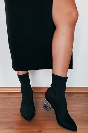 بوت / نیم بوت مشکی زنانه چرم مصنوعی Akçetin Moda - کد 891129422