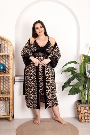 لباس شب سایز بزرگ مشکی زنانه طرح دار tarzımsüper - کد 883618093