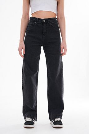 شلوار جین طوسی زنانه پاچه گشاد BİLBEC JEANS - کد 891122536