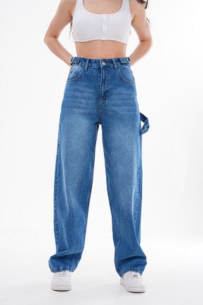 شلوار جین آبی زنانه پاچه گشاد BİLBEC JEANS - کد 891132064