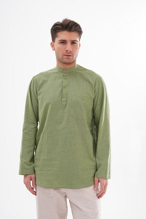 پیراهن سبز مردانه گشاد BESEDU - کد 891139539