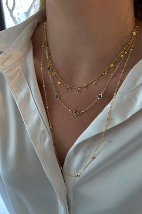گردنبند جواهر طلائی زنانه روکش طلا Trendy Butik - کد 696684436