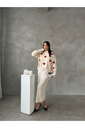 ست بالاتنه و پائین تنه بژ زنانه بافت 02Lady Fashion - کد 891379232