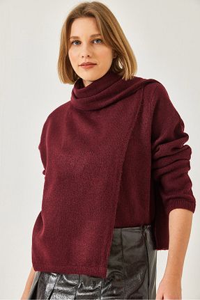 پلیور زرشکی زنانه طرح دار Bianco Lucci - کد 891333589