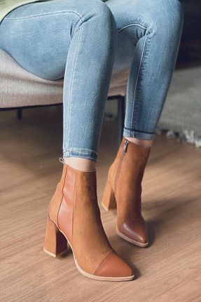 بوت / نیم بوت قهوه ای زنانه چرم مصنوعی Mida Shoes - کد 153285188
