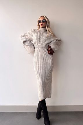 ست بالاتنه و پائین تنه طوسی زنانه تریکو bacc - کد 770744118