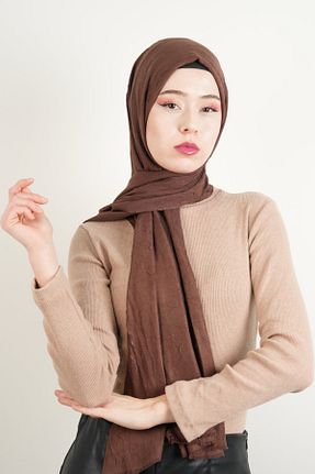 شال قهوه ای زنانه پنبه ای 03KIZKULESITEKS - کد 891371388