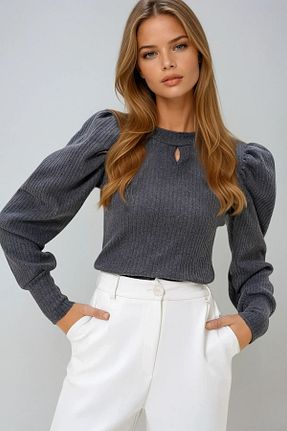 بلوز طوسی زنانه رگولار VAGGON - کد 891396183