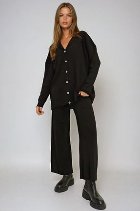 ست بالاتنه و پائین تنه مشکی زنانه بافتنی VAGGON - کد 891395820
