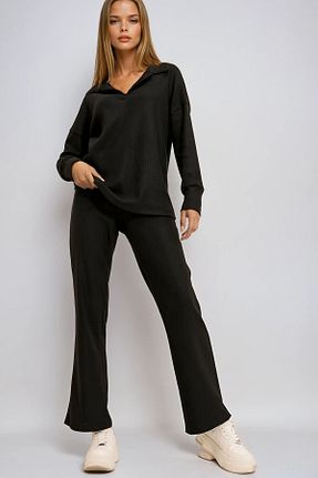 ست بالاتنه و پائین تنه مشکی زنانه بافتنی VAGGON - کد 891393890
